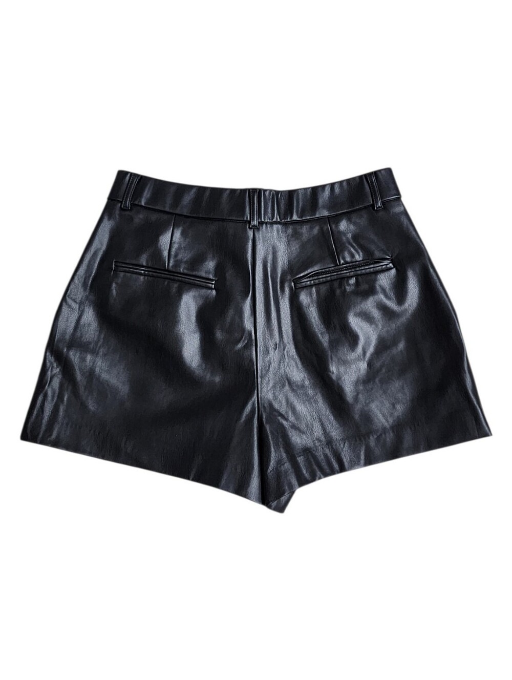 Zara Black High-Waist Faux Leather Shorts Size L - Picture 8 of 12